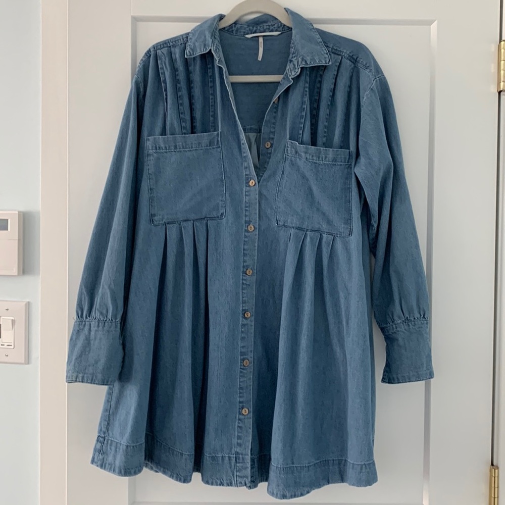 Free People Denim Voyage Plated Dress